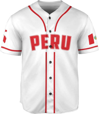 Podagree Personalized Peru Baseball Jersey, Peruvian Proud Flag Jersey Shirt Peru Coat of Arms Peruvian Gift for Men Women