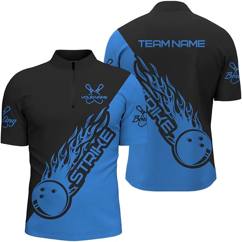 Custom Bowling Jerseys for Men Women Personalized Team Name Quarter Zip 3D Apparel Customized Bowling Jersey Shirts Unisex