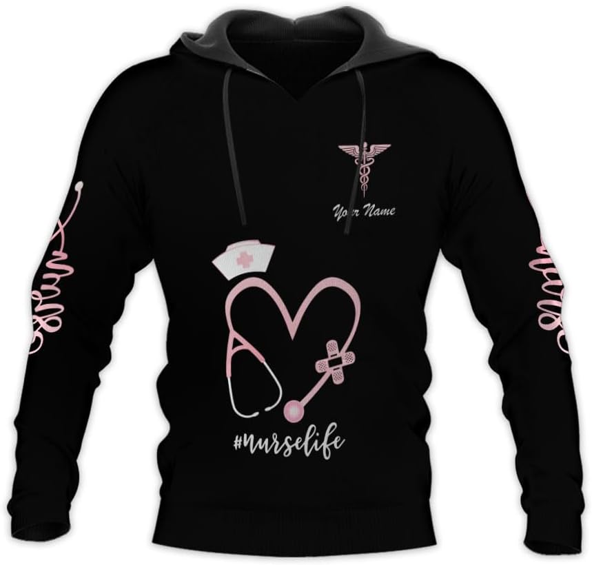 Woseprints Personalized Name 3D Nurse Shirts, Emergency Nurse T-Shirt Gifts