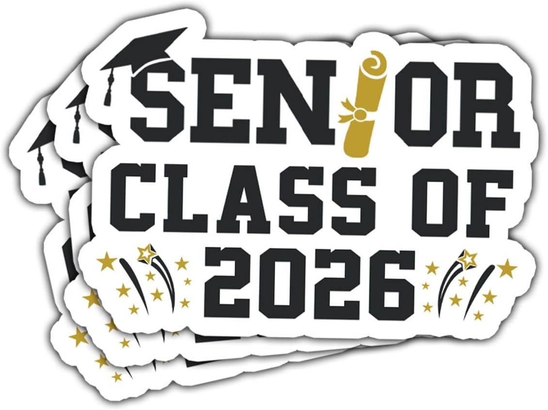 3 Pcs Class of 2026 Stickers, Class of 2026 Decorations, Graduation 2026, 2026 Senior- Stickers for Laptop Water Bottle Phone Car Window Helmet Vinyl Stickers 3 Inches (S2)