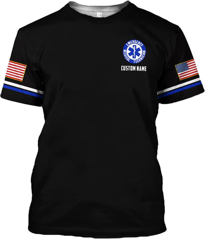 Vybonz Personalized Name Uniform Emergency Medical Technician T-Shirt, Paramedic Shirt, EMS Shirt, EMT Tshirt for Men & Woman