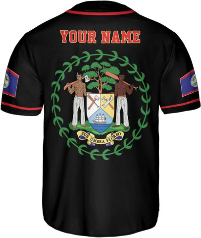 Podagree Personalized Belize Baseball Jersey Camisa Shirt, Belizean Flag Jersey, Belizean Pride Jersey for Men and Women