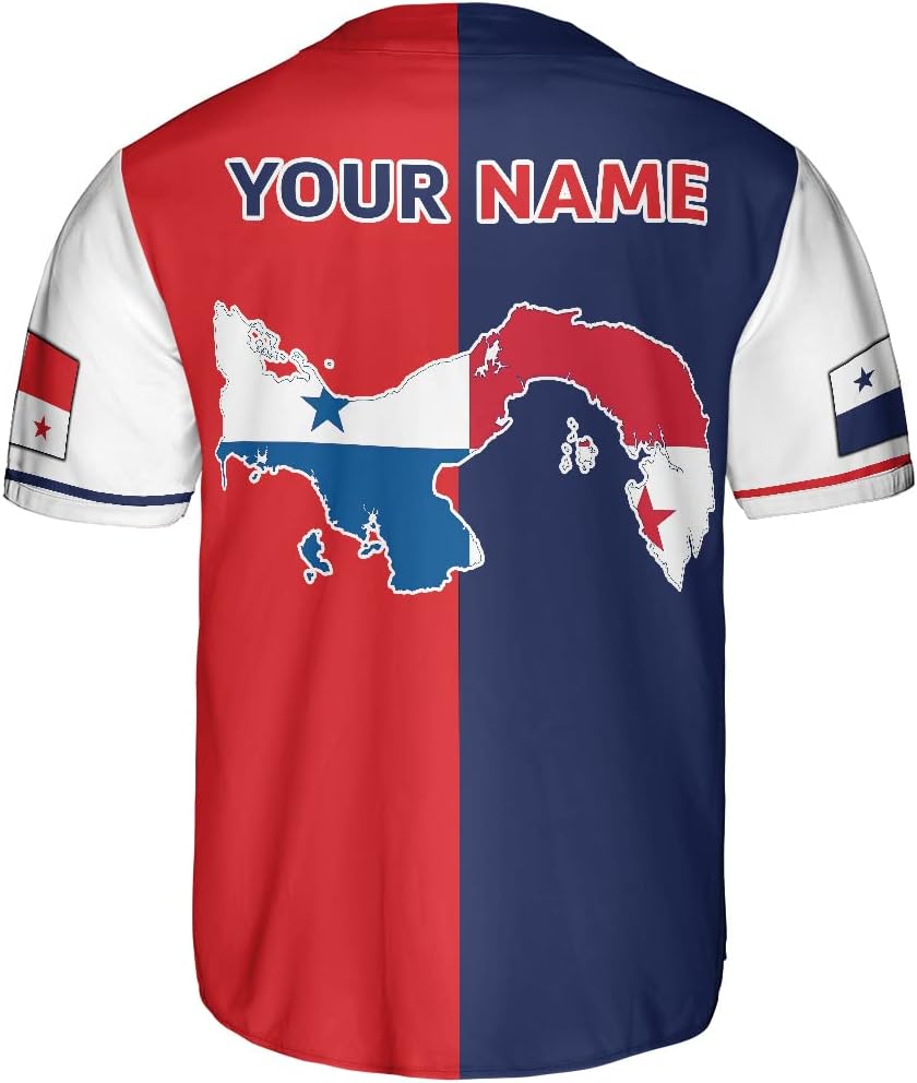 Podagree Personalized Panama Baseball Jersey Camisa Shirt, Panamanian Flag Jersey, Panamanian Pride Jersey for Men and Women
