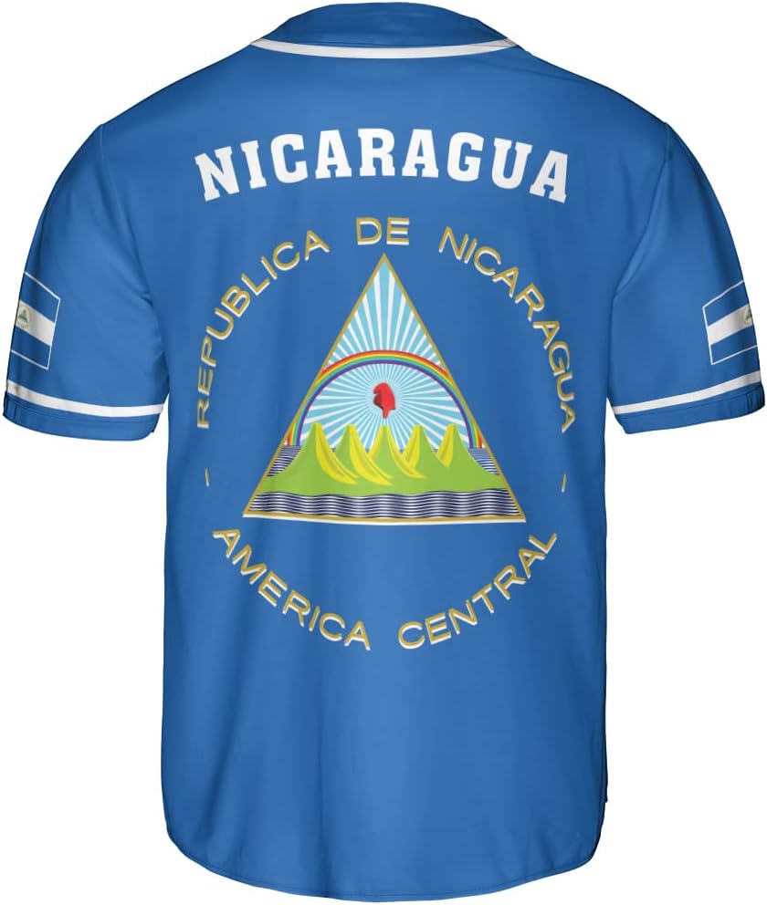 Leeprints Personalized Nicaragua Baseball Jersey Shirt Name Nicaraguan Baseball Jersey for Men & Women Nicaraguan Camisas