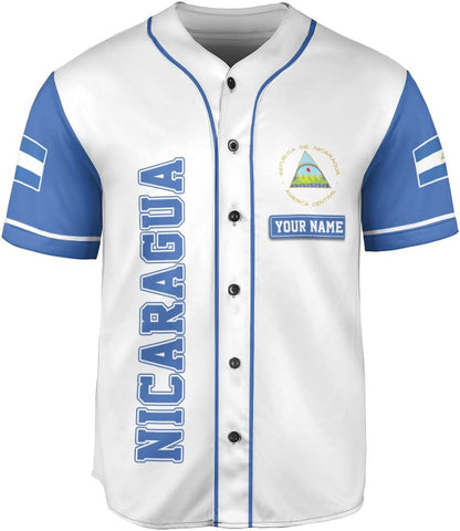 Personalized Nicaragua Baseball Jersey, Custom Nicaragua Baseball Jersey for Men & Women, Nicaraguan Camisas Shirt