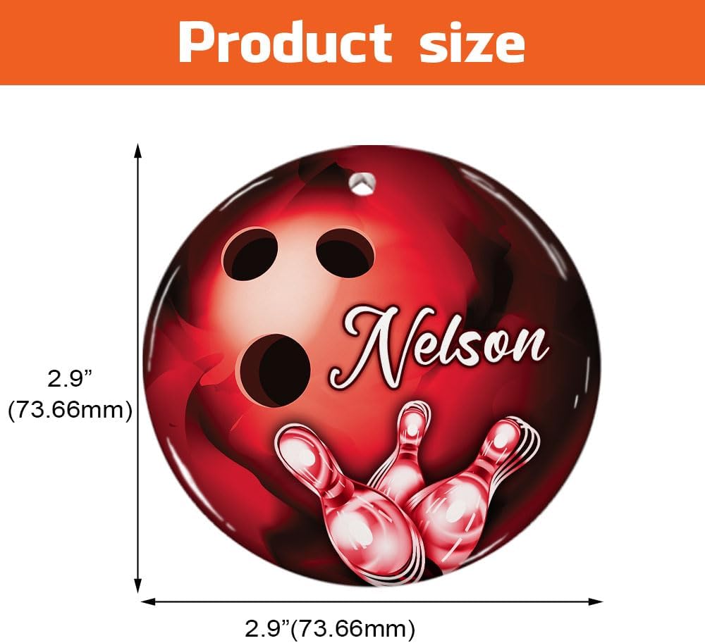 Suseaz Personalized Bowling Ornament, Bowling Christmas Ornaments Gift Bowling Player, Bowling Ornaments for Christmas Tree, Bowling Pin Gift Bowling Lover, for Bowling Teams (ON144)
