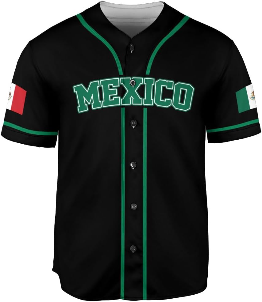 Mostefy Custom Mexico Baseball Jerseys Mexican Eagle & Flag Shirt for Teams, Mexico Shirts for Men & Women Size S-5XL