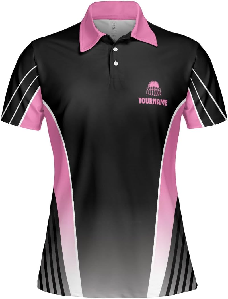 Personalized Bowling Shirts for Women, Custom Name Women Bowling Jersey, Ladies Bowling Polo Shirt for Team