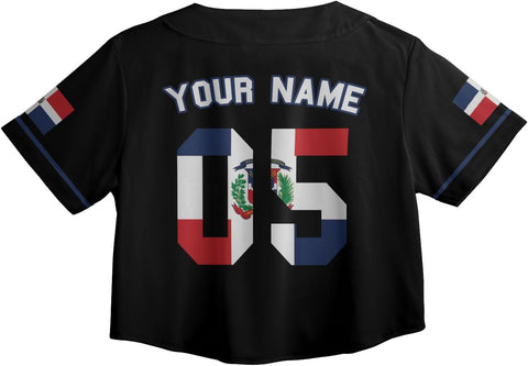 AOVL Custom Dominica Republic Crop Top Baseball Jersey Dominicana Republic Shirt for Team Dominican Flag Jersey for Men Women