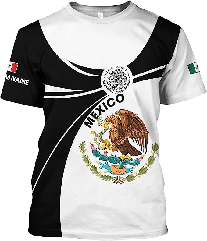 Personalized Mexican Shirts for Men 3D Customized Mexico Shirts for Men Mexico Shirts for Women Mexico Flag Shirt (RD43)