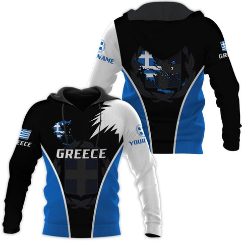 Suseaz Personalized Greece Hoodie Greek Coat of Arms Flag Grecian 3D Sweatshirt Greece Zip Hoodie Grecian Pride Gift Shirt