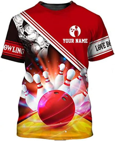 Personalized Bowling Shirt Custom Name Shirts Gift for Women & Men Womens Polo Team 3D Unisex Jersey Short Sleeve Funny