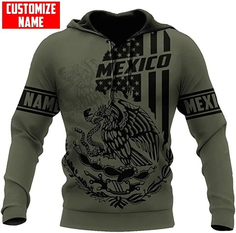 Personalized Name Mexican Hoodie 3D, Customized Mexican Hoodies for Men, Unisex Mexico Hoodie 3D, Mexico Hoodies for Men, Mexico Flag Gift for Women, T Shirt, Zip Up Hoodie, Sweatshirt HDM99