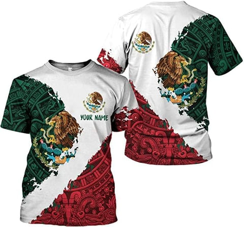 Mostprints Personalized Name Mexican Shirts 3D Customized Mexico Shirt US Flag, Mexican Shirts for women Unisex