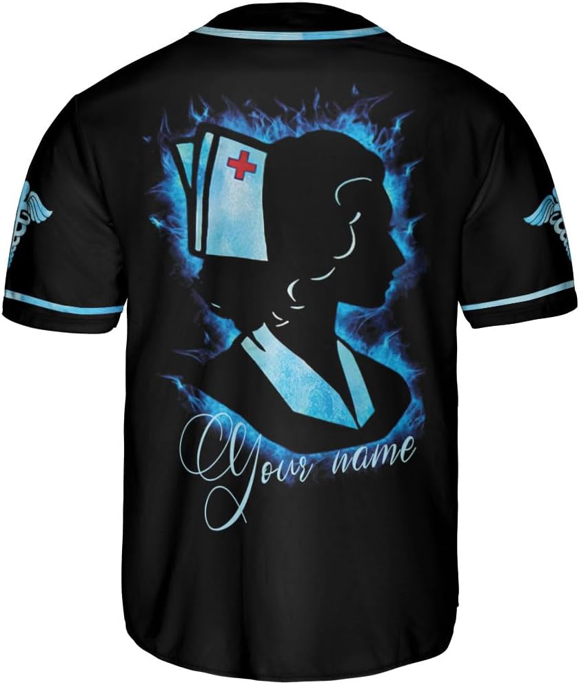 Woseprints Personalized Nurse Baseball Jersey Shirt, Nurse Graduation Gifts Funny Nurse T-Shirt Gift Nursing Emergency Shirts