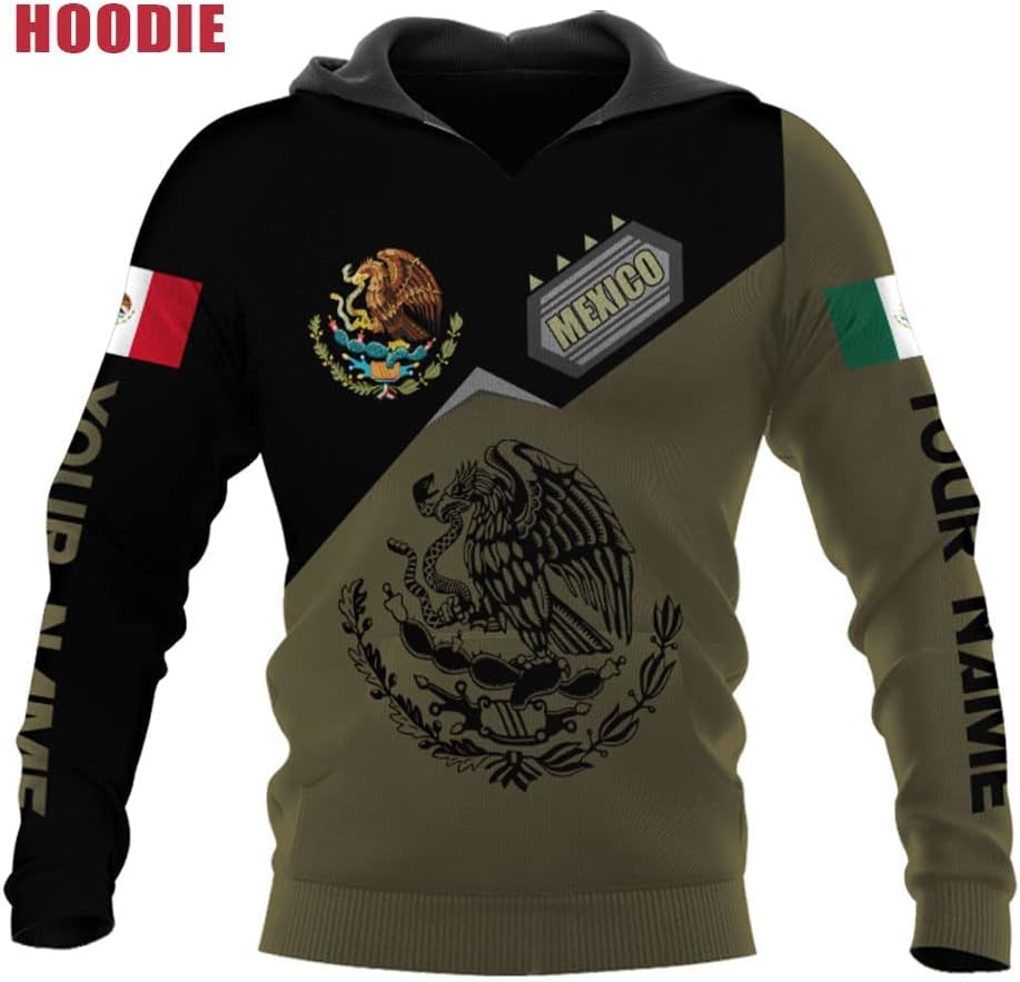 Mostprints Personalized Name Mexican Hoodie 3D, Customized Mexican Hoodies for Men, Unisex Mexico Hoodie, Mexico Hoodies for Men