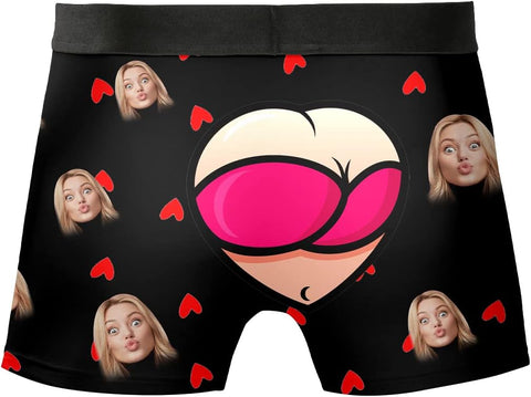 Personalized Girlfriend BoyFriend Photo Face Boxer Underwear with funny face, Custom Faces Print Shorts Novelty Briefs for Men Men's Funny Gifts Christmas, Xmas, Valentine's day gift (Multi 4)