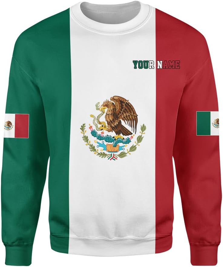 Personalized Mexican Shirts for Men 3D Customized Mexico Shirts for Men Mexico Shirts for Women Mexico Flag Shirt (RD45)