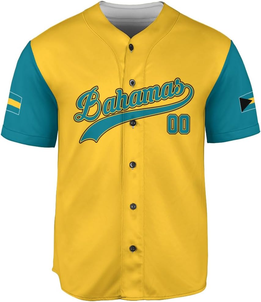 Personalized Bahamas Baseball Jersey Shirt Bahamas Pride Flag Bahamian Jersey Soccer for Men and Women