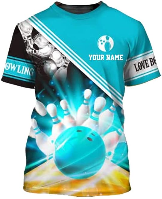 Personalized Bowling Shirt Custom Name Shirts Gift for Women & Men Womens Polo Team 3D Unisex Jersey Short Sleeve Funny