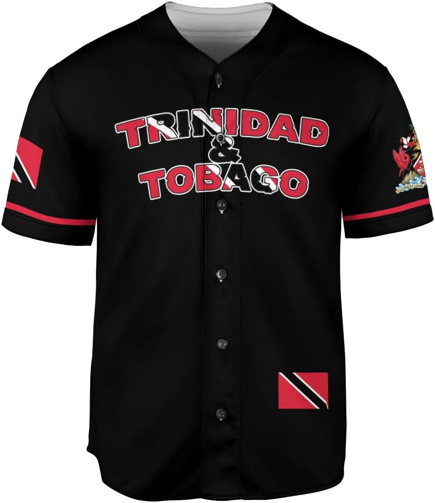Podagree Personalized Trinidad & Tobago Baseball Jersey, Trinidad and Tobago Proud Flag Shirt Coat of Arms Gift Men Women