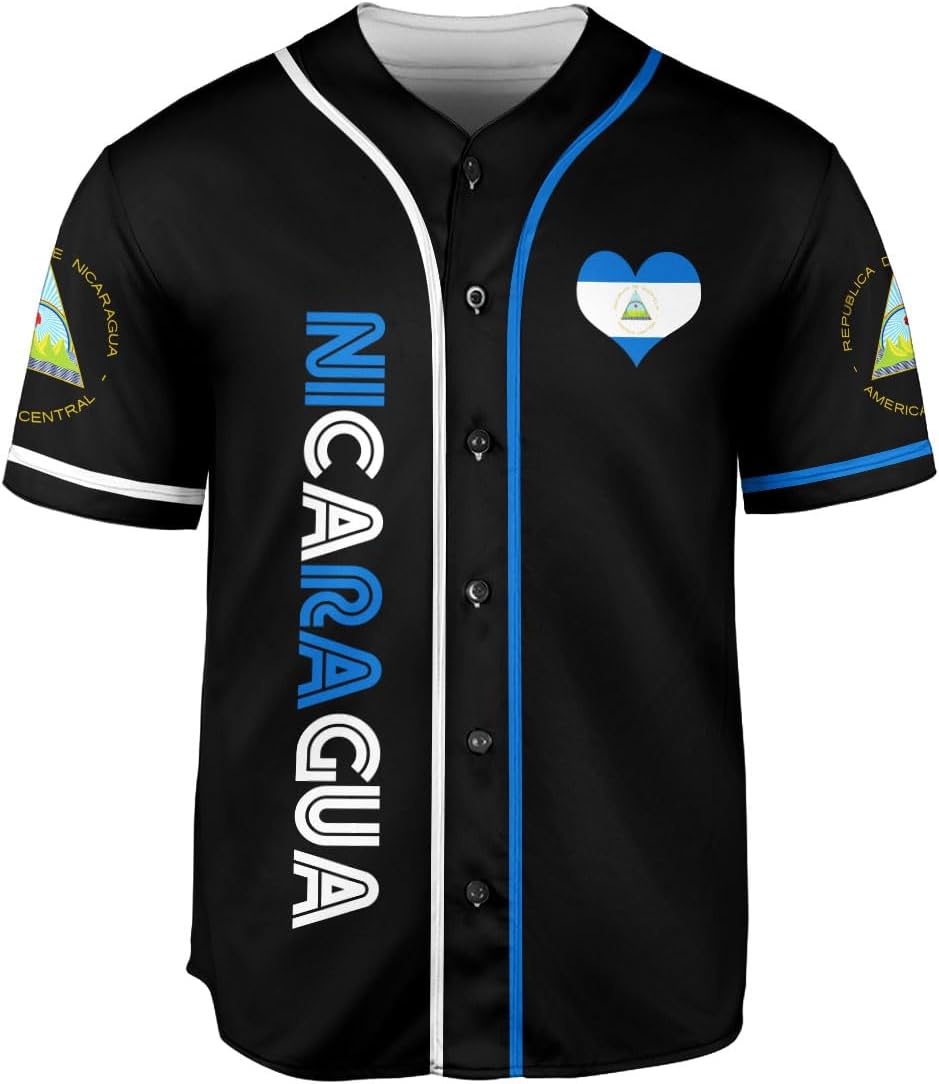 Podagree Personalized Nicaragua Baseball Jersey Shirt Name Nicaraguan Baseball Jersey for Men & Women Nicaraguan Camisas