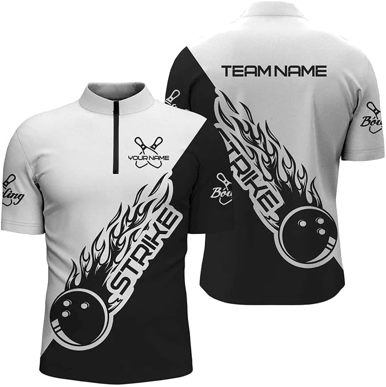 Custom Bowling Jerseys for Men Women Personalized Team Name Quarter Zip 3D Apparel Customized Bowling Jersey Shirts Unisex