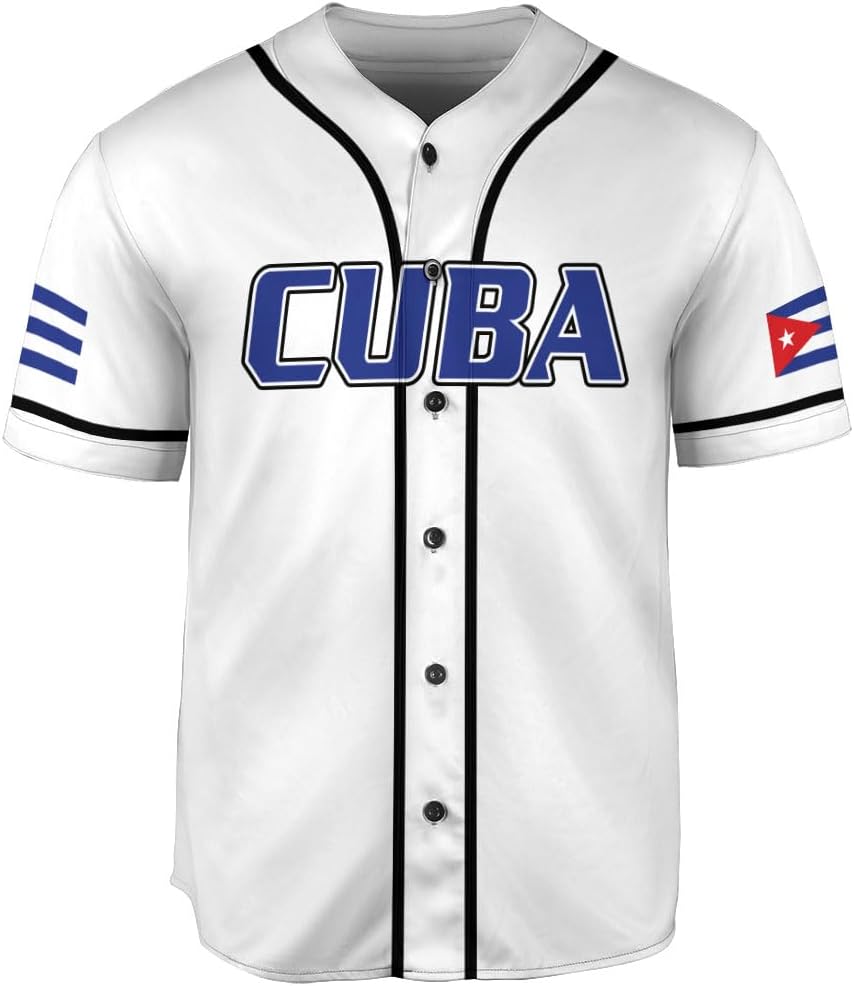 Podagree Personalized Cuba Baseball Shirt, Cuban Flag Jersey for Men and Women