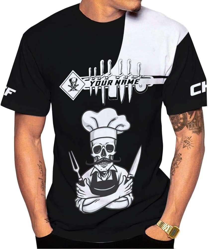 Personalized Chef Shirt Master Chef 3D Shirts Chef Gifts Custom Name Chefs Shirt for Men and Women, Tshirt Chef Utility Shirt