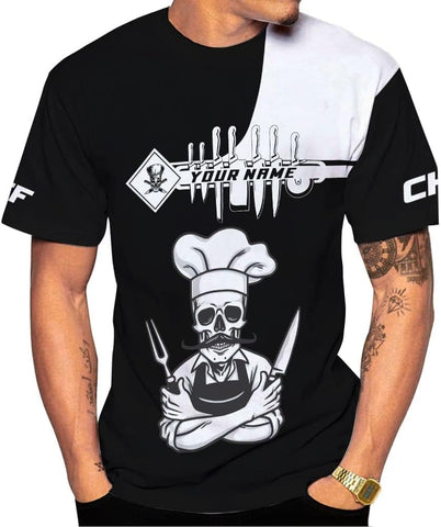 Personalized Chef Shirt Master Chef 3D Shirts Chef Gifts Custom Name Chefs Shirt for Men and Women, Tshirt Chef Utility Shirt
