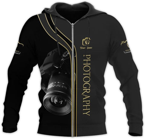 Lighthuy Personalized Name Photography Shirt 3D, Custom Photographer Shirts, Camera Tshirt Men & Women Photographer Gifts