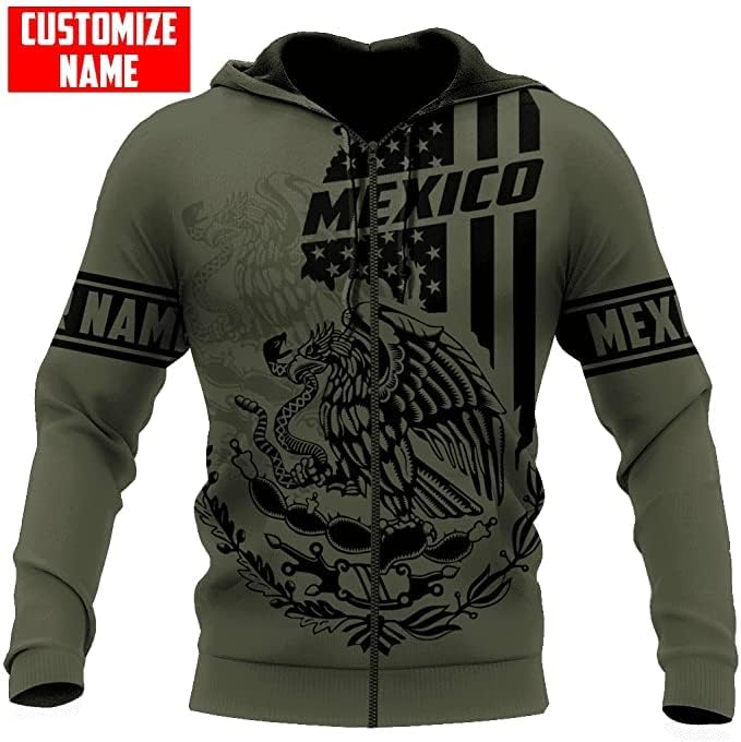 Personalized Name Mexican Hoodie 3D, Customized Mexican Hoodies for Men, Unisex Mexico Hoodie 3D, Mexico Hoodies for Men, Mexico Flag Gift for Women, T Shirt, Zip Up Hoodie, Sweatshirt HDM99