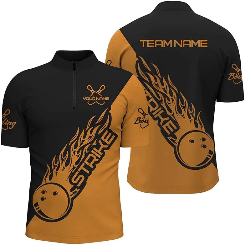 Custom Bowling Jerseys for Men Women Personalized Team Name Quarter Zip 3D Apparel Customized Bowling Jersey Shirts Unisex