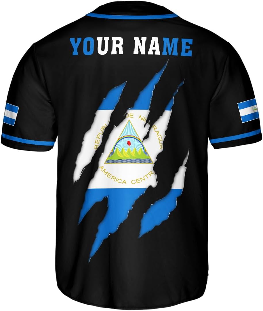 Podagree Personalized Nicaragua Baseball Jersey Shirt Name Nicaraguan Baseball Jersey for Men & Women Nicaraguan Camisas