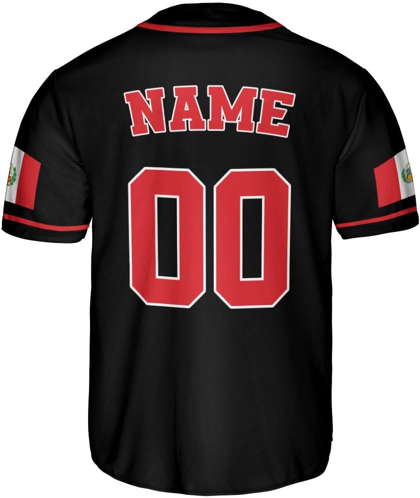 Podagree Personalized Peru Baseball Jersey, Peruvian Proud Flag Jersey Shirt Peru Coat of Arms Peruvian Gift for Men Women