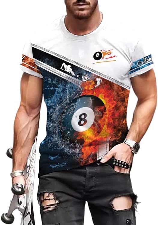 AOVL Personalized Billiard Shirts 3D Billiard Shirt Custom Billiard Flag Shirt Men's Pool Billiards Shirt 8 Ball Men Women