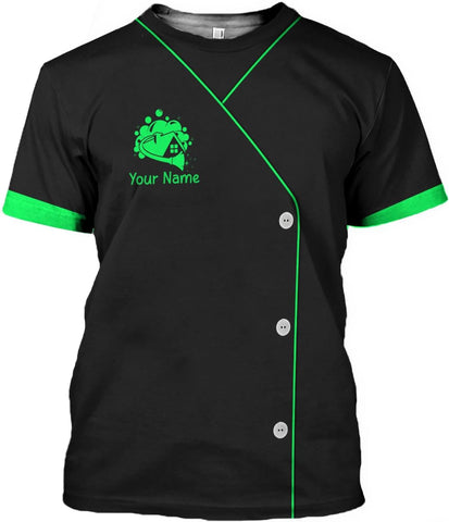 MoonArt Personalized Hoosekeeping Shirts 3D Over Print for Men & Women, Housekeeper House Cleaning Uniforms for Women