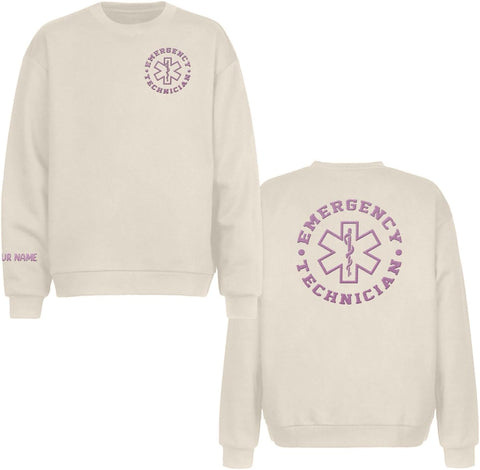 Personalized EMS Paramedic Embroidered Sweatshirt, EMT Student, EMT Sweatshirt with Reflective Logo, Emergency Medical Shirt (Cotton, EMS 7), Large-5X-Large