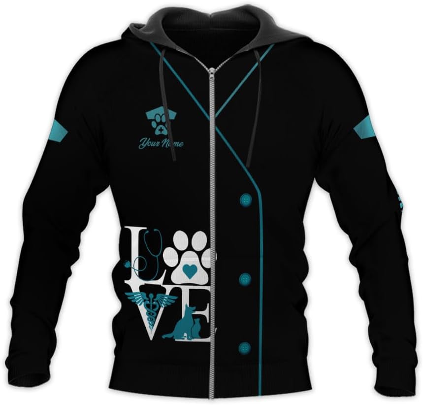 Suseaz Personalized Vet Tech Shirts for Veterinarian, Veterinary Medicine Technician Men Women Shirt, Paw Dog Cat Animal Love