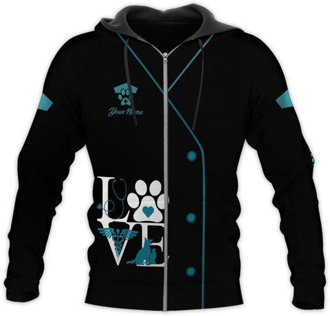 Suseaz Personalized Vet Tech Shirts for Veterinarian, Veterinary Medicine Technician Men Women Shirt, Paw Dog Cat Animal Love