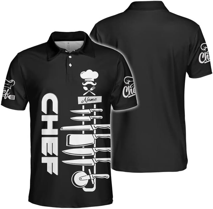 Personalized Chef 3D Polo Shirt, Custom Chef 3D All Over Print for Men Women, Gifts for Chef, Chef Uniform, Chef Shirt