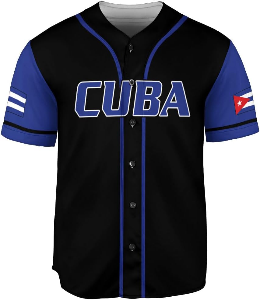 Podagree Personalized Cuba Baseball Shirt, Cuban Flag Jersey for Men and Women