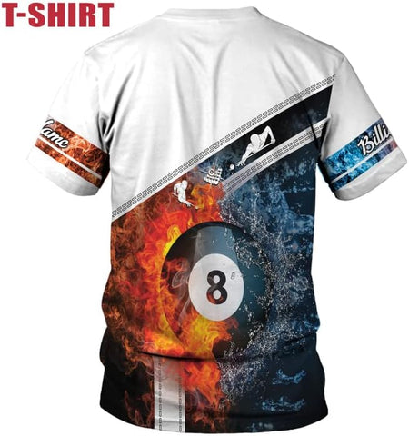 AOVL Personalized Billiard Shirts 3D Billiard Shirt Custom Billiard Flag Shirt Men's Pool Billiards Shirt 8 Ball Men Women