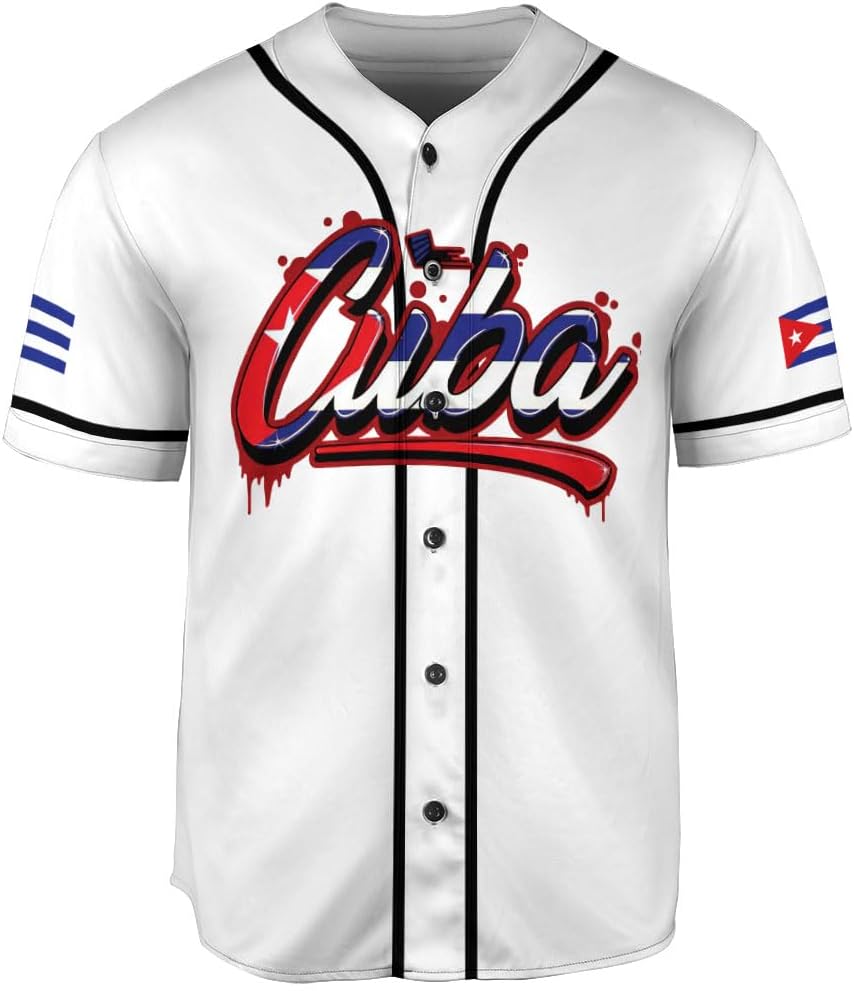 Podagree Personalized Cuba Baseball Shirt, Cuban Flag Jersey for Men and Women