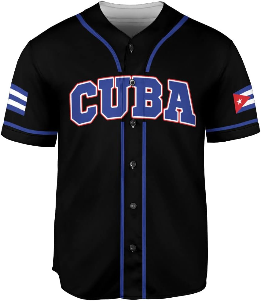 Podagree Personalized Cuba Baseball Shirt, Cuban Flag Jersey for Men and Women