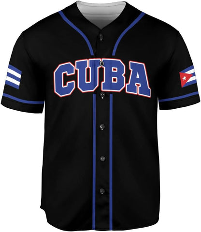 Podagree Personalized Cuba Baseball Shirt, Cuban Flag Jersey for Men and Women