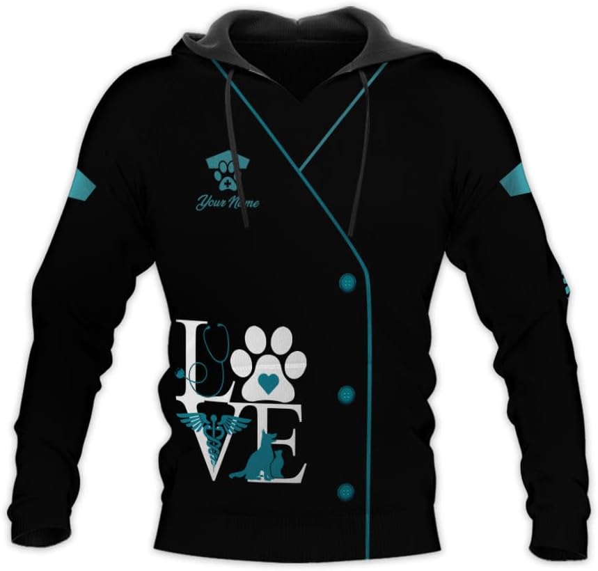 Suseaz Personalized Vet Tech Shirts for Veterinarian, Veterinary Medicine Technician Men Women Shirt, Paw Dog Cat Animal Love