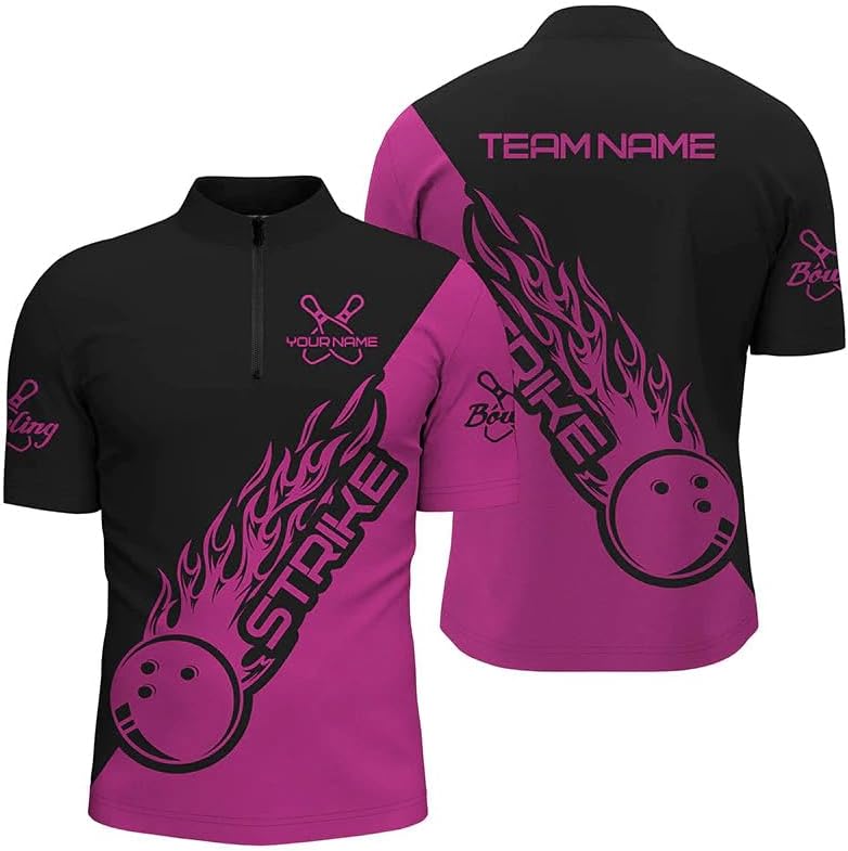 Custom Bowling Jerseys for Men Women Personalized Team Name Quarter Zip 3D Apparel Customized Bowling Jersey Shirts Unisex