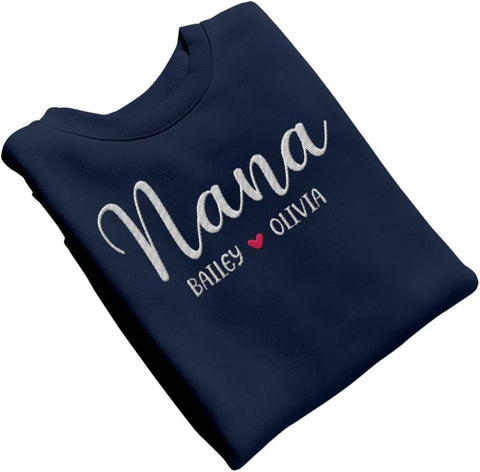 Riveprints Personalized Nana Sweatshirt for Women, Custom Nana with Grandkids Names Gifts Christmas, Valentine, Mothers Day