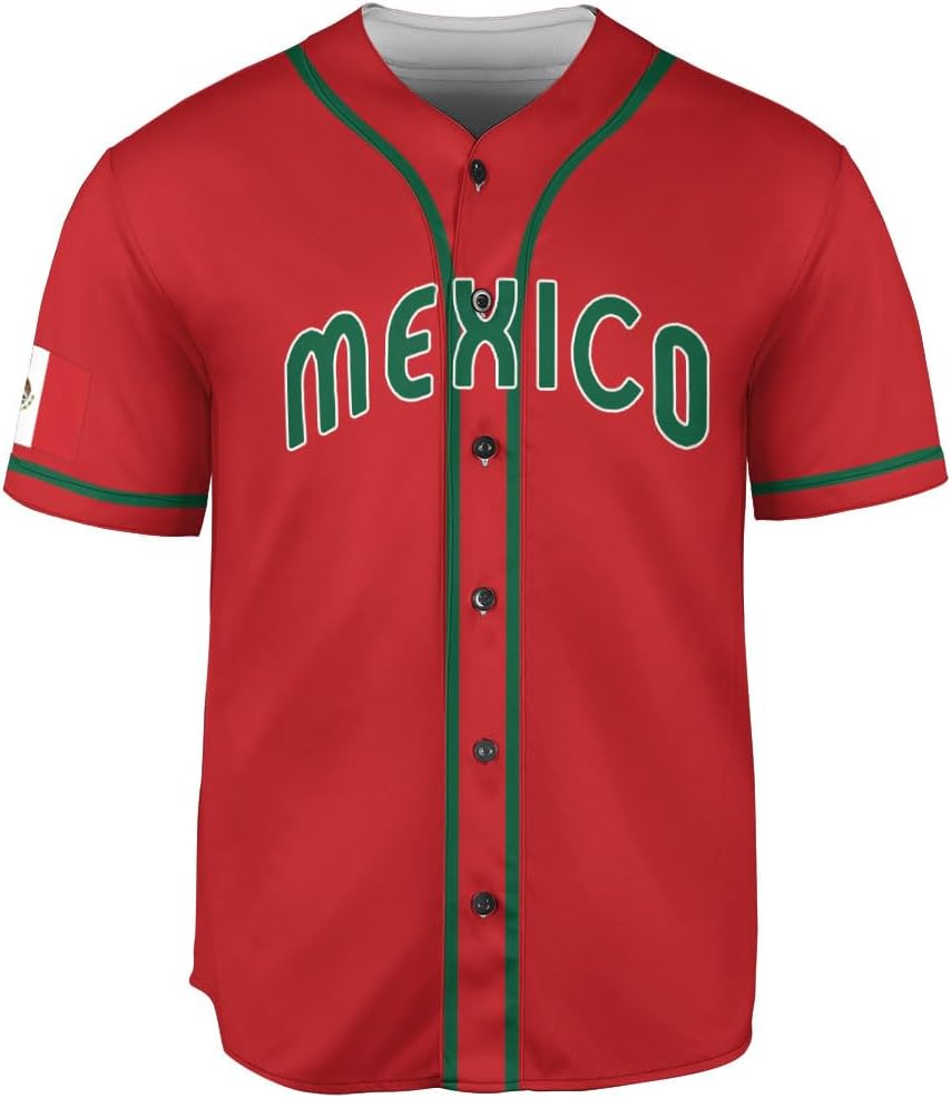 Mostefy Custom Mexico Baseball Jerseys Mexican Eagle & Flag Shirt for Teams, Mexico Shirts for Men & Women Size S-5XL